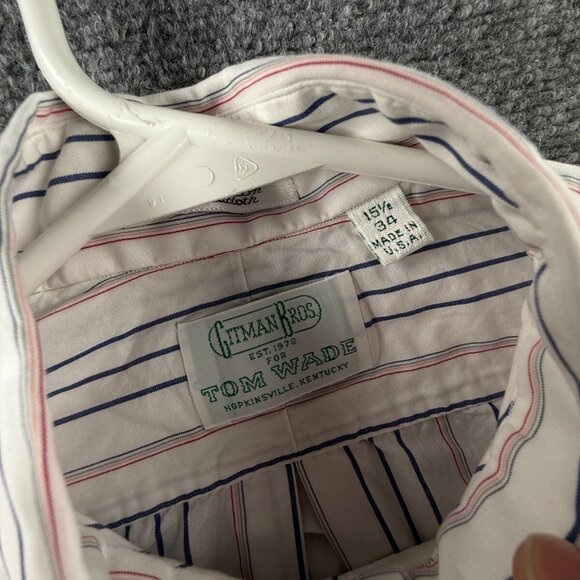 Gitman Bros Tom Wade USA Button Up Shirt Long Sleeve Striped Colorful 15.5 34 - Picture 8 of 16